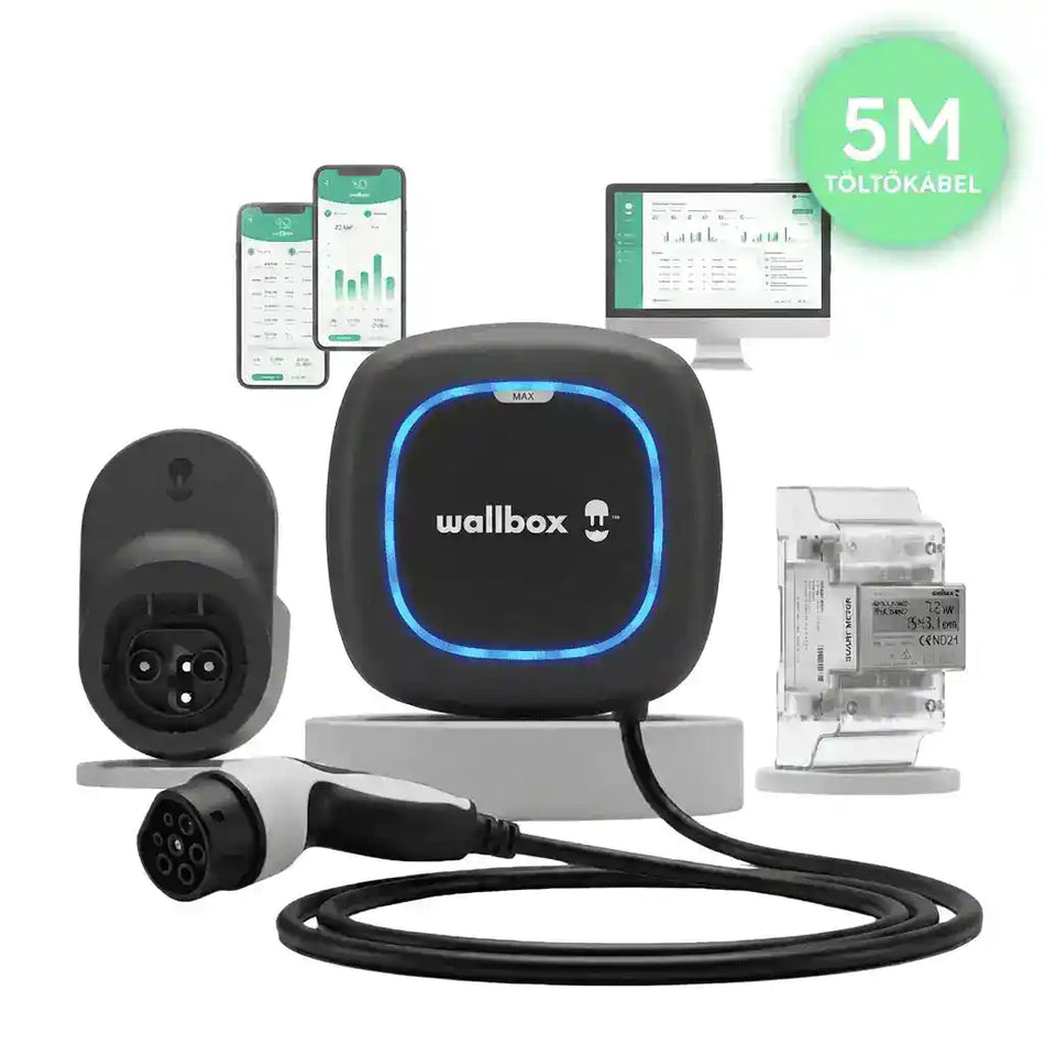 Wallbox Pulsar Max 22kW + POWER BOOST + Kábel Dock – Fekete - 5m - Type 2