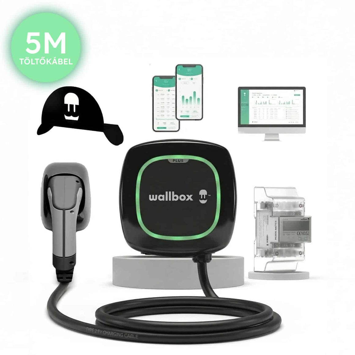 Wallbox Pulsar Plus 22kW + POWER BOOST + Kábeltartó (fekete)