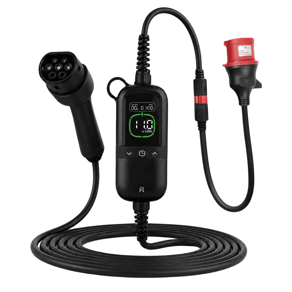 Rheidon PC200 Pro elektromos autó állítható hordozható töltő – (3x16A) 11 kW – 7,5m Type2 kábellel