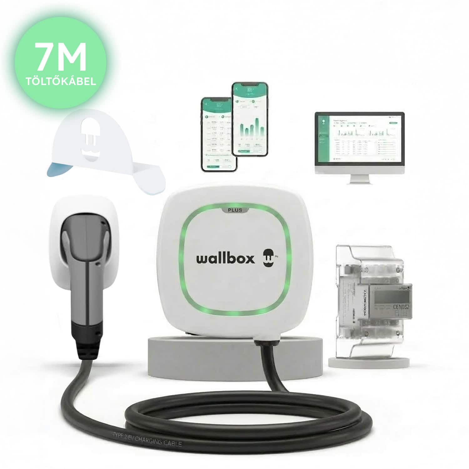 Wallbox Pulsar Plus 22kW + POWER BOOST + Kábel tartó – Fehér - 7m