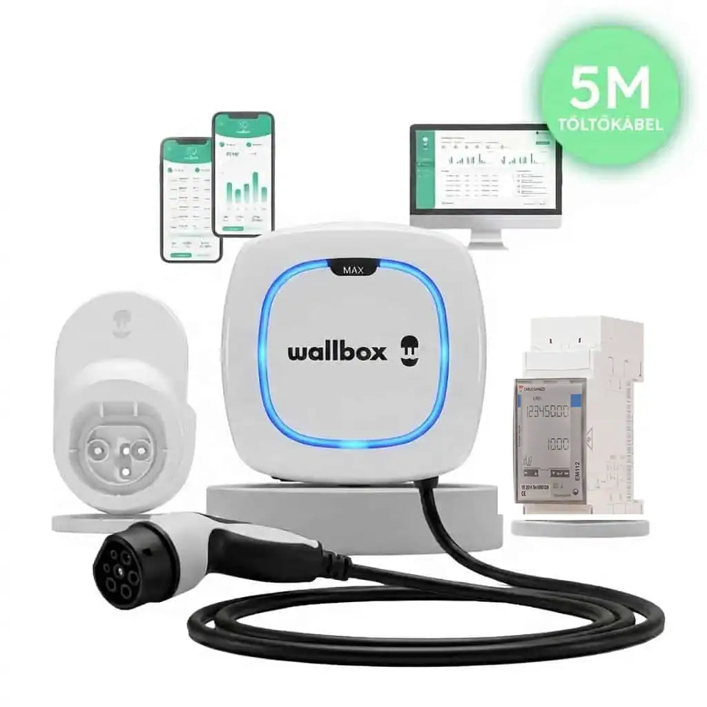 Wallbox Pulsar Max 7,4 kW + Power Boost 1 fázis + Kábel dokk – fehér, 5 m Type 2